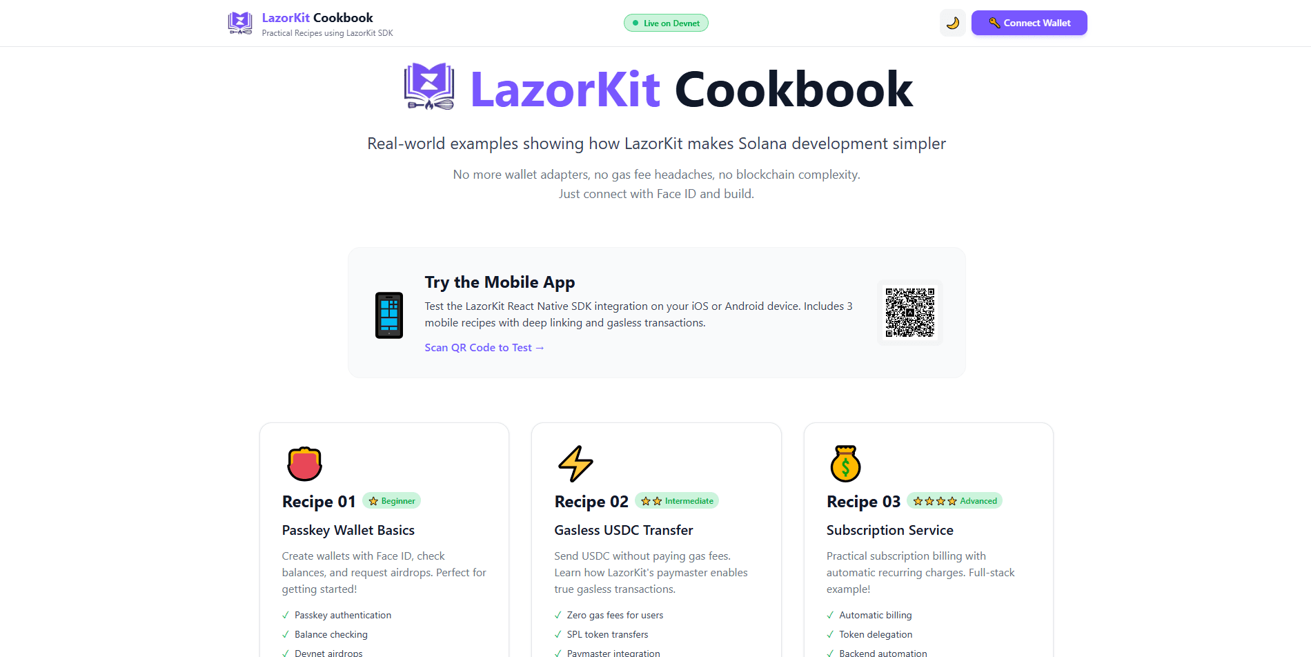 LazorKit Cookbook screenshot