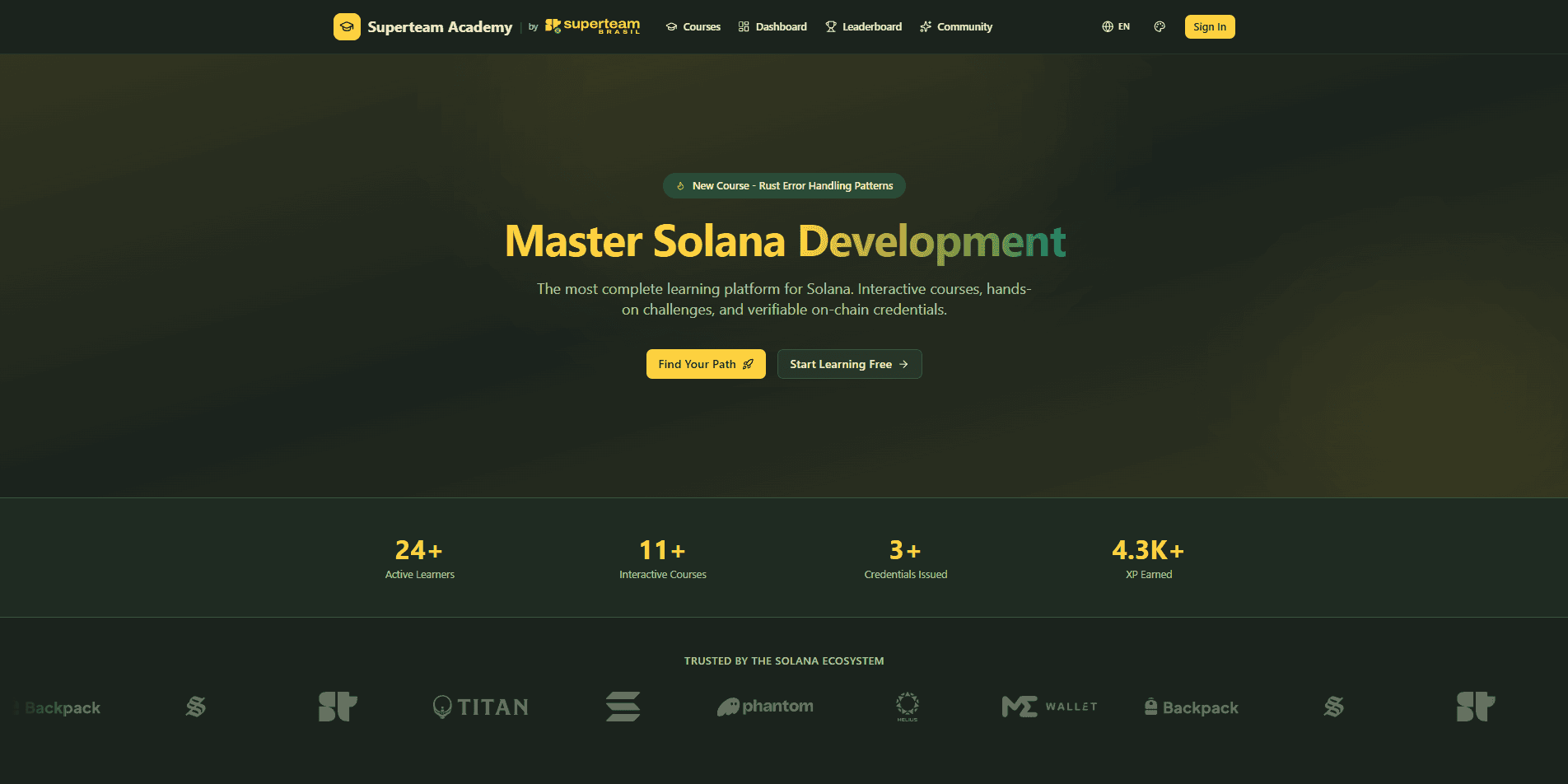 Superteam Academy screenshot